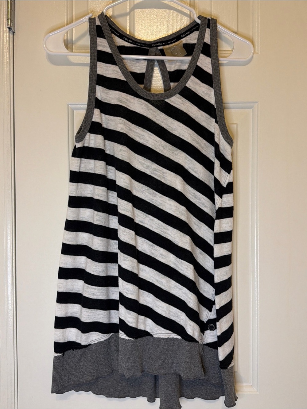 Calvin Klein performance Tank tunic with Contrast Hem - Black & White